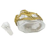 Antique French Ormolu Mounted Crystal Perfume Bottle Belle Époque Manganese Glow Stopper – Rare collectible vintage item 