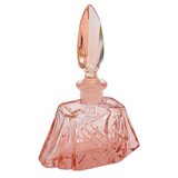 Vintage Art Deco Depression Glass Pink Perfume Bottle Geometric Cut Stopper – Rare collectible vintage item 