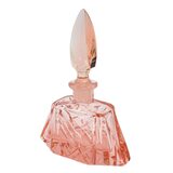 Vintage Art Deco Depression Glass Pink Perfume Bottle Geometric Cut Stopper – Rare collectible vintage item 