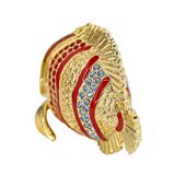 Signed Jere Gold And Red Cloisonne & Rhinestones Fish Trinket Box Keepsake – Rare collectible vintage item 