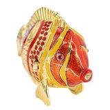 Signed Jere Gold And Red Cloisonne & Rhinestones Fish Trinket Box Keepsake – Rare collectible vintage item 