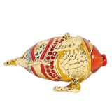 Signed Jere Gold And Red Cloisonne & Rhinestones Fish Trinket Box Keepsake – Rare collectible vintage item 