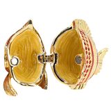 Signed Jere Gold And Red Cloisonne & Rhinestones Fish Trinket Box Keepsake – Rare collectible vintage item 