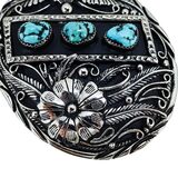 Vintage 1980s SSI Handcrafted USA Southwestern Turquoise Belt Buckle 3.5” Western – Rare Vintage Item