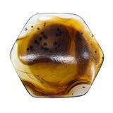 Vintage Agate Bolo Tie Slide Caramel Brown Banded Stone 1.25” Hexagon – Collectible vintage item