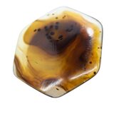 Vintage Agate Bolo Tie Slide Caramel Brown Banded Stone 1.25” Hexagon – Collectible vintage item