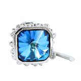 Vintage Dante Electric Blue Rivoli Glass Cufflinks Tie Tack Set Silver Tone Signed – Collectible vintage designer item