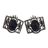 Vintage Mid Century Hickok USA Egyptian Revival Black Glass Scarab Cufflinks – Rare collectible vintage item 
