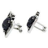 Vintage Mid Century Hickok USA Egyptian Revival Black Glass Scarab Cufflinks – Rare collectible vintage item 