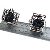 Vintage Mid Century Hickok USA Egyptian Revival Black Glass Scarab Cufflinks – Rare collectible vintage item 