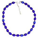 Vintage Cobalt Blue Cats Eye Oval Satin Glass Bead Necklace 925 Clasp – OOAK - Unique one of a kind item handmade by A World Of Things made using recycled materials 