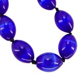Vintage Cobalt Blue Cats Eye Oval Satin Glass Bead Necklace 925 Clasp – OOAK - Unique one of a kind item handmade by A World Of Things made using recycled materials 