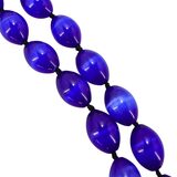 Vintage Cobalt Blue Cats Eye Oval Satin Glass Bead Necklace 925 Clasp – OOAK - Unique one of a kind item handmade by A World Of Things made using recycled materials 
