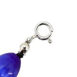 Vintage Cobalt Blue Cats Eye Oval Satin Glass Bead Necklace 925 Clasp – OOAK - Unique one of a kind item handmade by A World Of Things made using recycled materials 