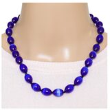 Vintage Cobalt Blue Cats Eye Oval Satin Glass Bead Necklace 925 Clasp – OOAK - Unique one of a kind item handmade by A World Of Things made using recycled materials 