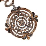 Joan Rivers Ornate Victorian Revival Statement Pendant Necklace Pink Peach Rhinestones – Collectible designer item - retired