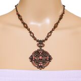 Joan Rivers Ornate Victorian Revival Statement Pendant Necklace Pink Peach Rhinestones – Collectible designer item - retired
