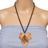 Vintage Copper Pendant Necklace Leaf Design on Shield – Estate Find