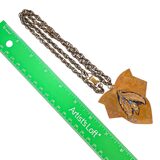 Vintage Copper Pendant Necklace Leaf Design on Shield – Estate Find