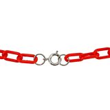 Vintage Bakelite MOD Red Disk Necklace W Plastic Chain – Geometric Statement – Rare collectible vintage item 