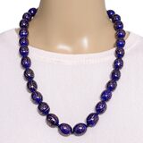 Vintage Shou Sign Longevity Bead Necklace Cobalt Blue And Gold Chinese Porcelain – Rare collectible vintage item 
