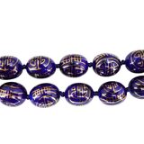 Vintage Shou Sign Longevity Bead Necklace Cobalt Blue And Gold Chinese Porcelain – Rare collectible vintage item 