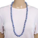 Vintage Longevity Bead Necklace Chinese White And Blue Blue Porcelain 34” – Collectible vintage item