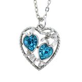 Vintage Early 50s Sarah Coventry SARAH Signed Filigree Heart Pendant W Blue Rhinestones – Rare collectible vintage item 