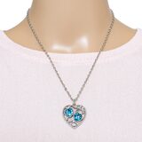 Vintage Early 50s Sarah Coventry SARAH Signed Filigree Heart Pendant W Blue Rhinestones – Rare collectible vintage item 