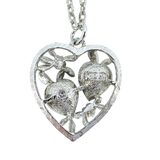 Vintage Early 50s Sarah Coventry SARAH Signed Filigree Heart Pendant W Blue Rhinestones – Rare collectible vintage item 