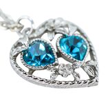 Vintage Early 50s Sarah Coventry SARAH Signed Filigree Heart Pendant W Blue Rhinestones – Rare collectible vintage item 