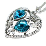 Vintage Early 50s Sarah Coventry SARAH Signed Filigree Heart Pendant W Blue Rhinestones – Rare collectible vintage item 
