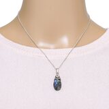 Labradorite Blue Flash Faceted Pendant Necklace Sterling Silver Leaf Artisan – Studio made / small batch item  - Estate find