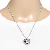 Artisan Sterling Silver Open Work Filigree Heart Locket Pendant Necklace – Rare Vintage Item