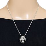 Artisan Sterling Silver Open Work Filigree Heart Locket Pendant Necklace – Rare Vintage Item
