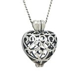 Artisan Sterling Silver Open Work Filigree Heart Locket Pendant Necklace – Rare Vintage Item