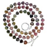 Pink Green Tourmaline Heart Beaded Necklace W Sterling Silver Spacers And Toggle Clasp – OOAK - Unique one of a kind item handmade by A World Of Things made using recycled materials 