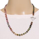 Pink Green Tourmaline Heart Beaded Necklace W Sterling Silver Spacers And Toggle Clasp – OOAK - Unique one of a kind item handmade by A World Of Things made using recycled materials 