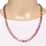 Pink Green Tourmaline Heart Beaded Necklace W Sterling Silver Spacers And Toggle Clasp – OOAK - Unique one of a kind item handmade by A World Of Things made using recycled materials 