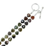 Pink Green Tourmaline Heart Beaded Necklace W Sterling Silver Spacers And Toggle Clasp – OOAK - Unique one of a kind item handmade by A World Of Things made using recycled materials 