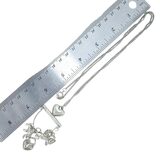 Vintage Silver Tone Charm Holder Necklace – Chatelaine Style Pendant w Elephant Lock Butterfly – Estate Find