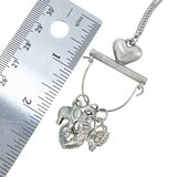 Vintage Silver Tone Charm Holder Necklace – Chatelaine Style Pendant w Elephant Lock Butterfly – Estate Find