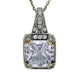 Large Statement Cubic Zirconia Vermeil Pendant Necklace - Art Deco Revival Style – Estate Find