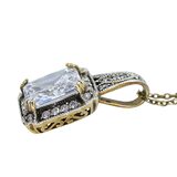 Large Statement Cubic Zirconia Vermeil Pendant Necklace - Art Deco Revival Style – Estate Find