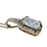 Large Statement Cubic Zirconia Vermeil Pendant Necklace - Art Deco Revival Style – Estate Find