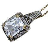 Large Statement Cubic Zirconia Vermeil Pendant Necklace - Art Deco Revival Style – Estate Find