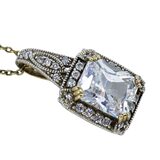Large Statement Cubic Zirconia Vermeil Pendant Necklace - Art Deco Revival Style – Estate Find