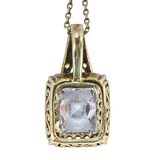 Large Statement Cubic Zirconia Vermeil Pendant Necklace - Art Deco Revival Style – Estate Find