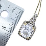 Large Statement Cubic Zirconia Vermeil Pendant Necklace - Art Deco Revival Style – Estate Find