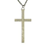 Vintage MCM Gold Tone Engraved Textured Modernist Cross Pendant Necklace – Collectible vintage item